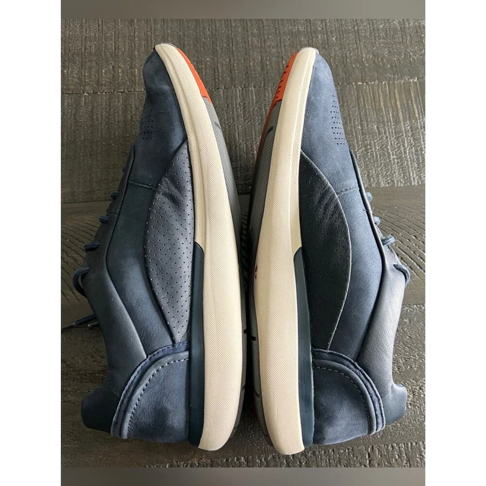 Clarks Unstructured Navy Leather Walking Sneakers Quiet Luxury Comfort Shoes 11